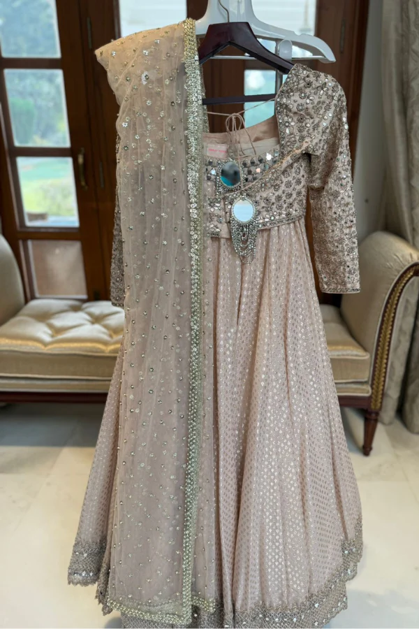 Abhinav Mishra Blush Mirror-Work Lehenga Set - Image 4