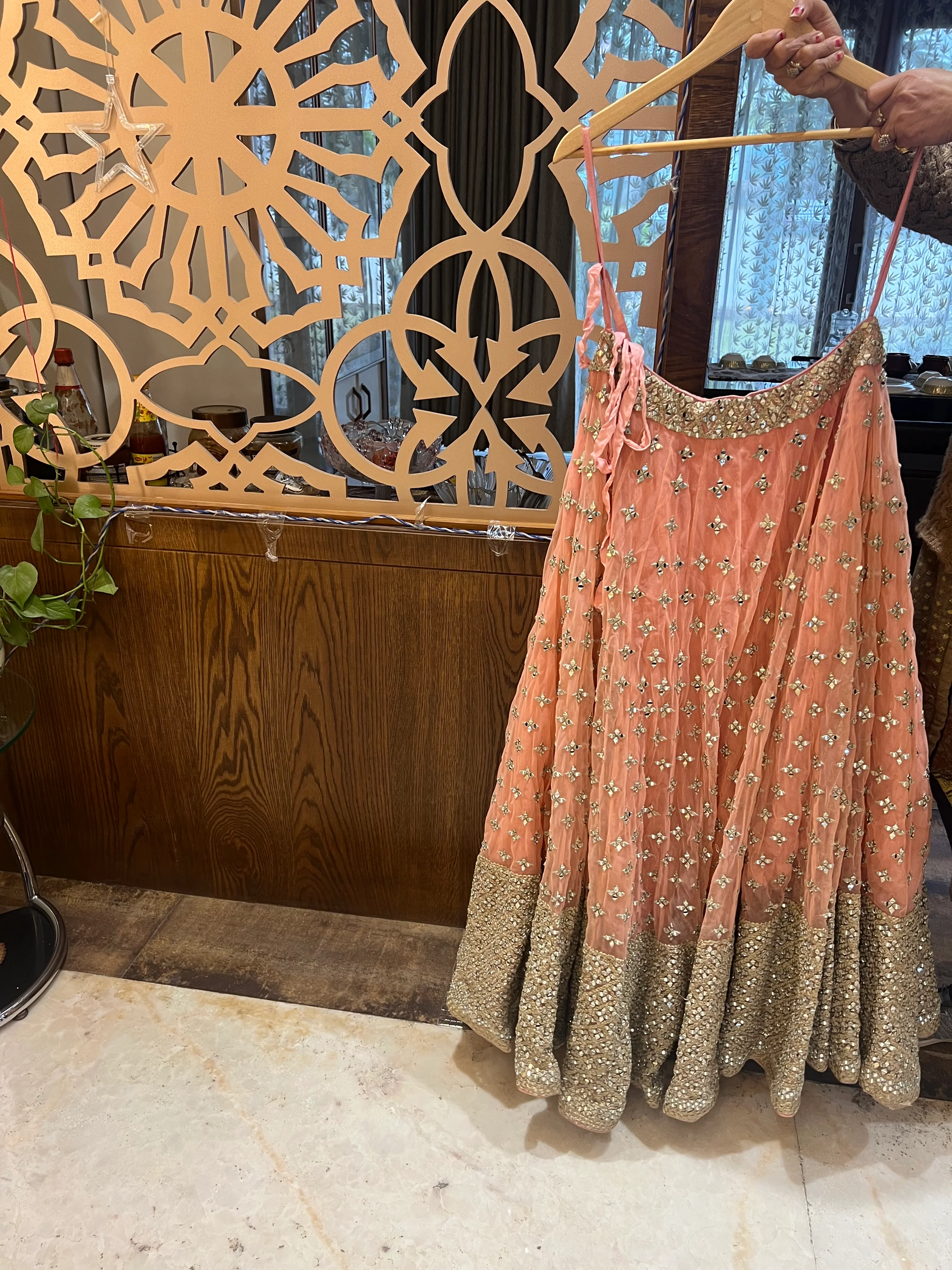 Abhinav Mishra coral embellished lehenga - Image 2