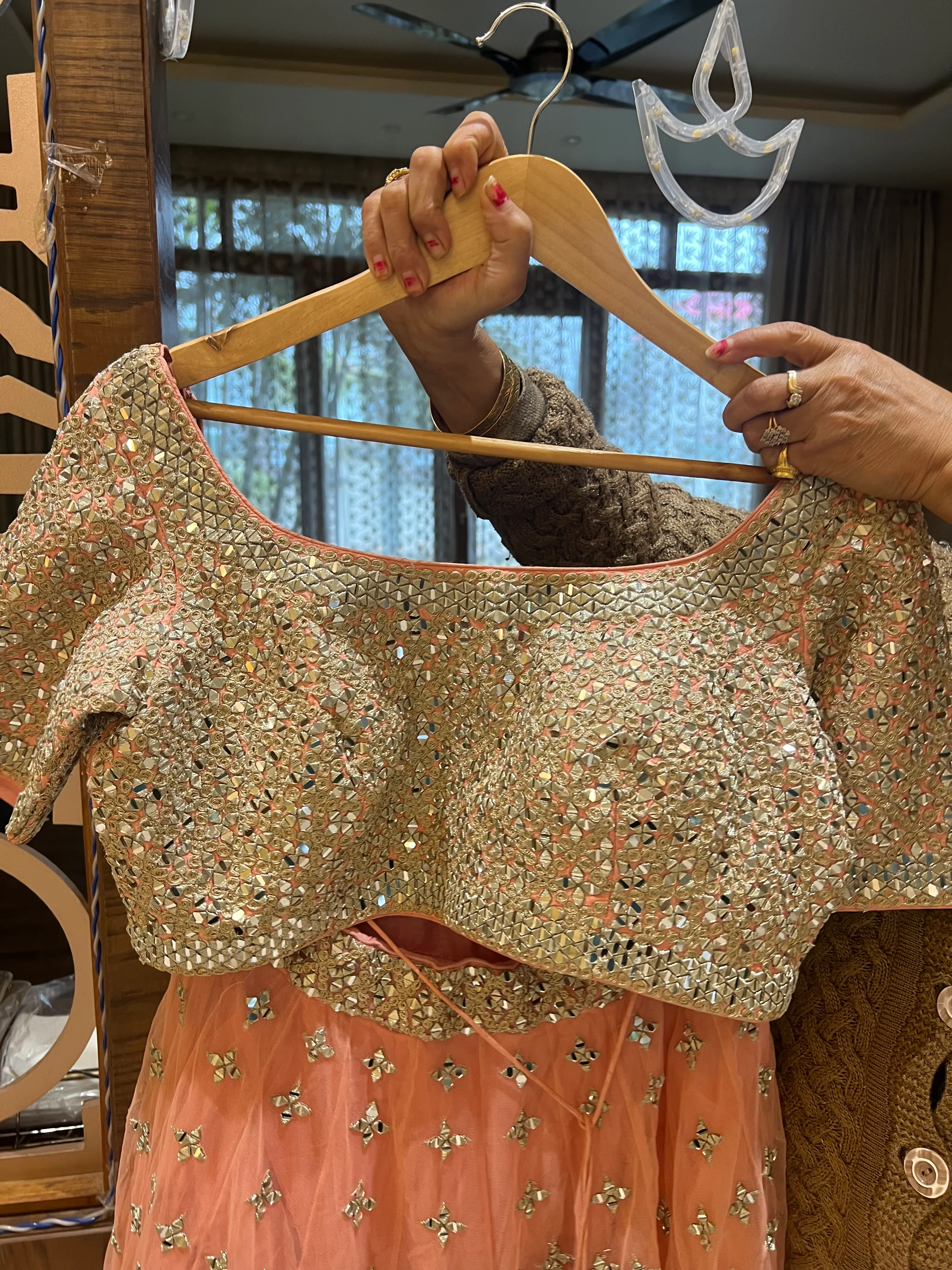 Abhinav Mishra coral embellished lehenga - Image 3