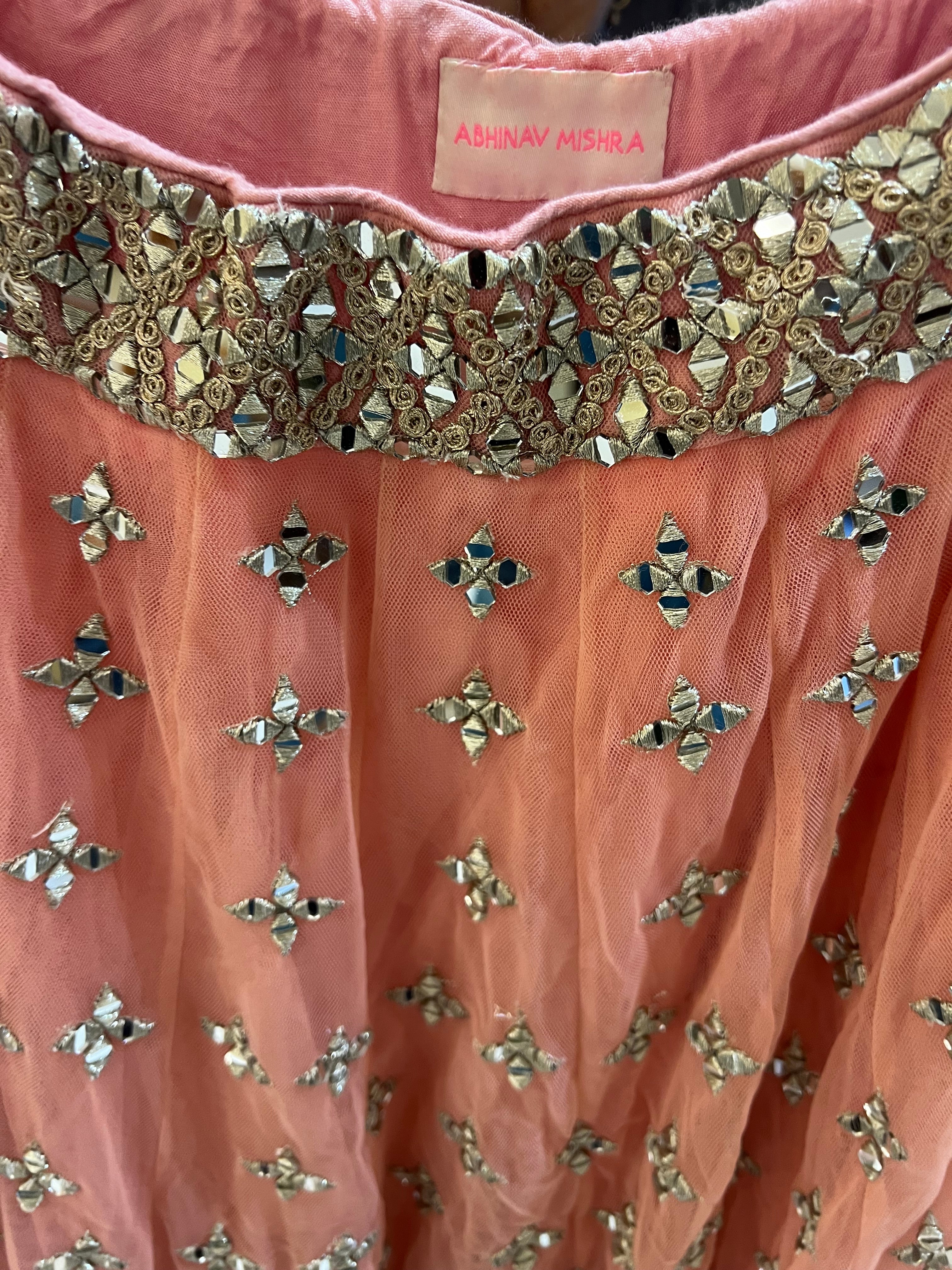 Abhinav Mishra coral embellished lehenga - Image 5