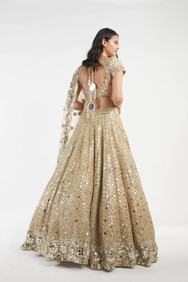 Abhinav Mishra GOLDEN EMBELLISHED LEHENGA SET - Image 3