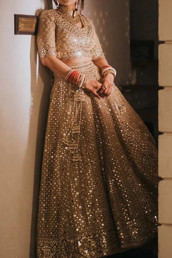 Abhinav Mishra GOLDEN EMBELLISHED LEHENGA SET - Image 4