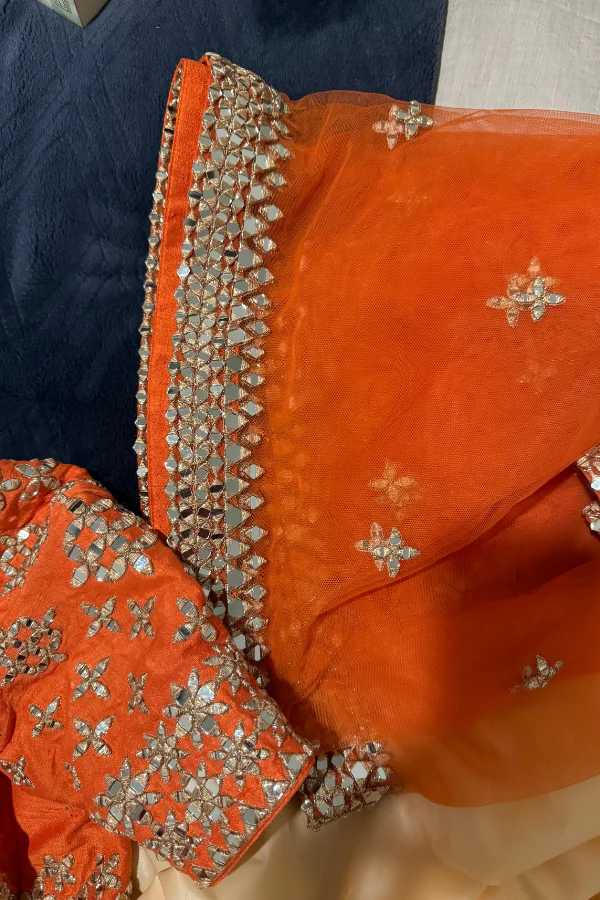 Abhinav Mishra orange embellished lehenga set - Image 4