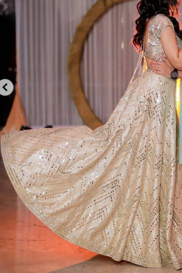 Abhinav Mishra Silver Mirror-Work Lehenga Set - Image 2