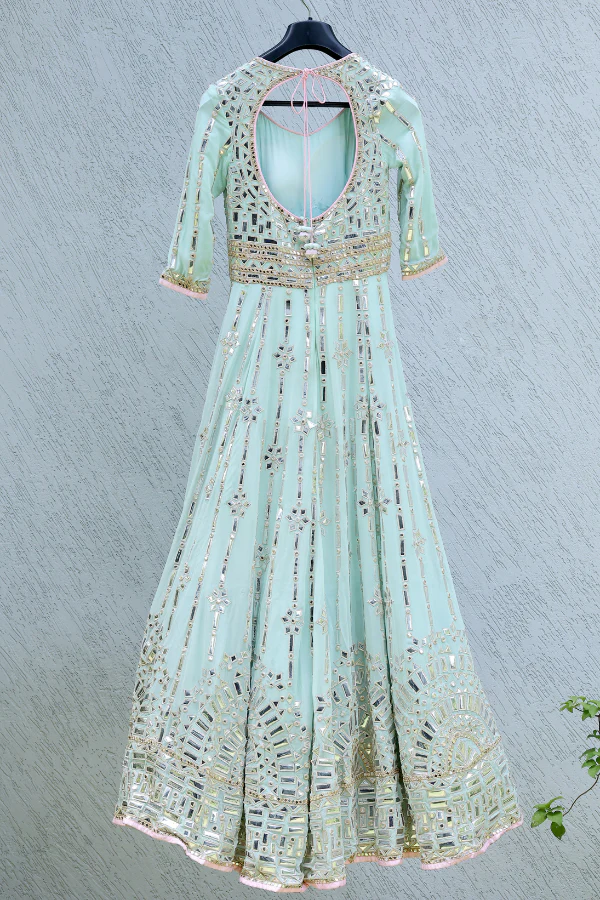 Abu jani sandeep khosla blue anarkali set - Image 2