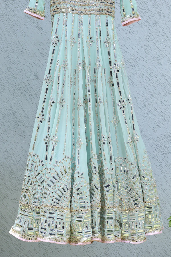 Abu jani sandeep khosla blue anarkali set - Image 5
