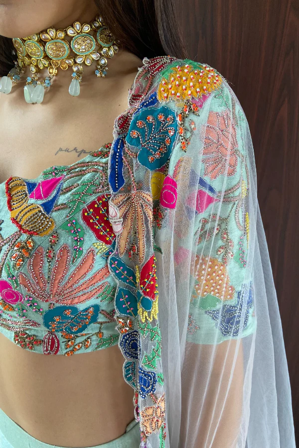 Aisha rao blue embroidered lehenga - Image 3