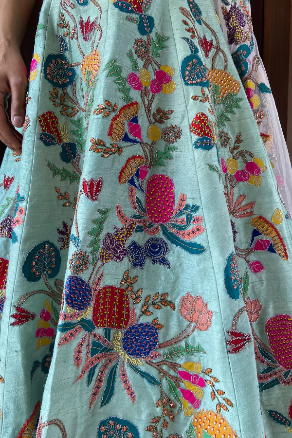 Aisha rao blue embroidered lehenga - Image 5