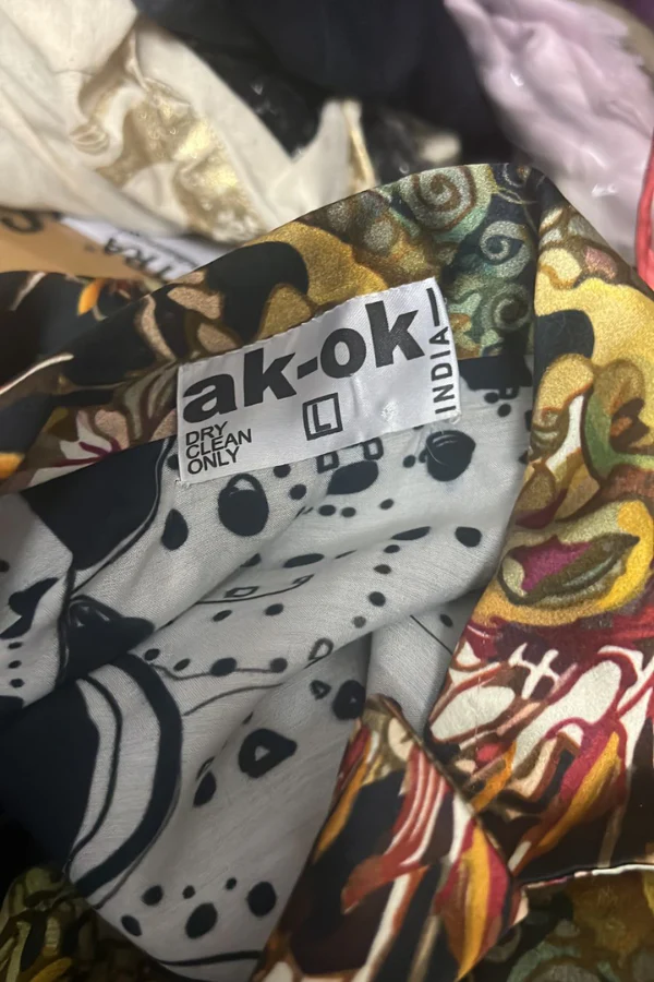 AK-Ok SILK PRINTED CROP TOP AND PRINTED DRAPED SILK SKIRT - Image 3