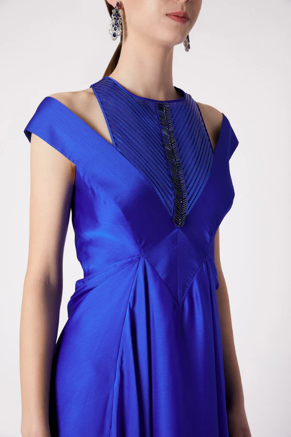 Amit Aggarwal Blue Embroidered Gown - Image 3
