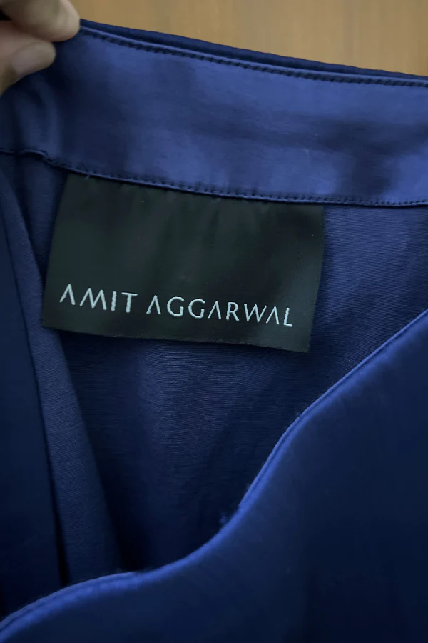 Amit aggarwal blue Pre-Stitched Saree Set - Image 5