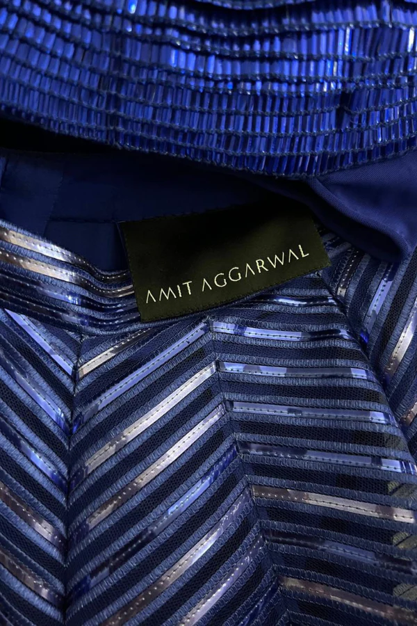Amit Aggarwal blue striped lehenga - Image 7