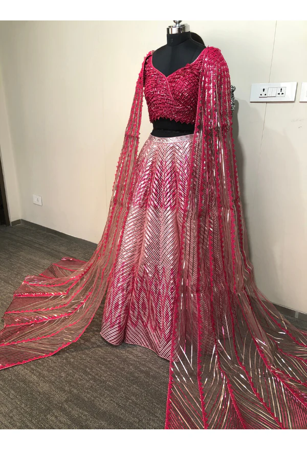 Amit aggarwal Cape sleeves lehenga set - Image 3