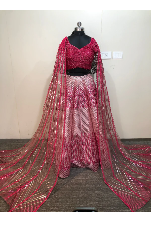 Amit aggarwal Cape sleeves lehenga set - Image 4