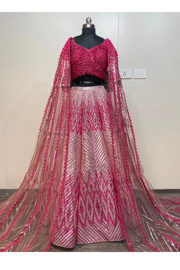 Amit aggarwal Cape sleeves lehenga set - Image 5