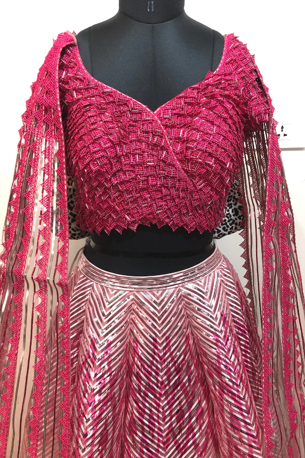 Amit aggarwal Cape sleeves lehenga set - Image 9