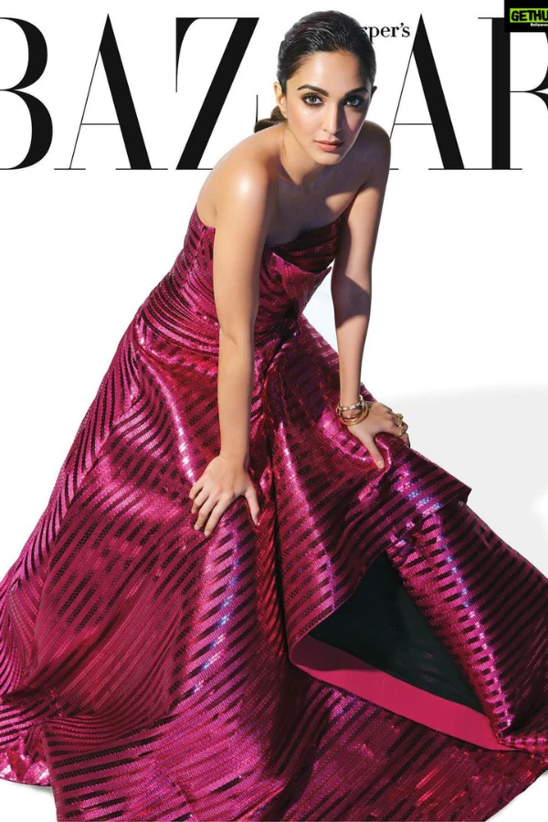 Amit Aggarwal Fuchsia Hand Woven Metallic Textile Draped Gown - Image 2