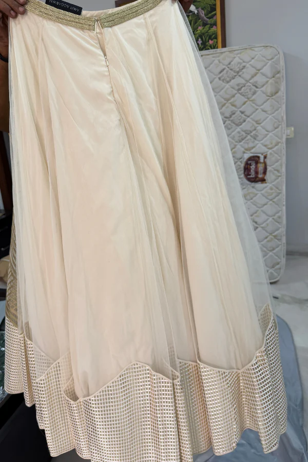 Amit Aggarwal Gold Sculpted Lehenga Set - Image 4