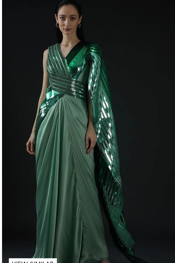 Amit aggarwal green saree gown - Image 2