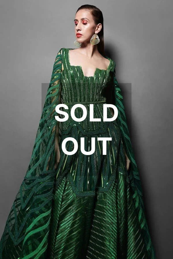 Amit Aggarwal metallic green gown