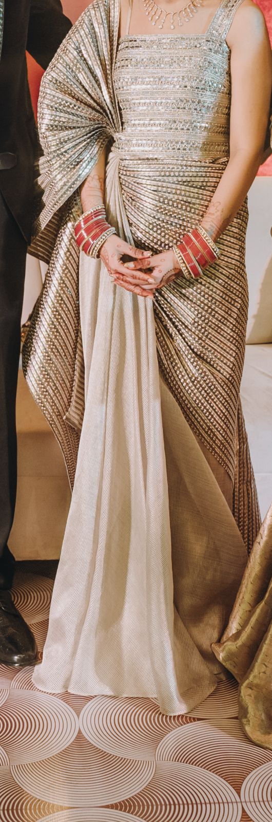 Amit Aggarwal Metallic Hand-Woven Saree - Image 4
