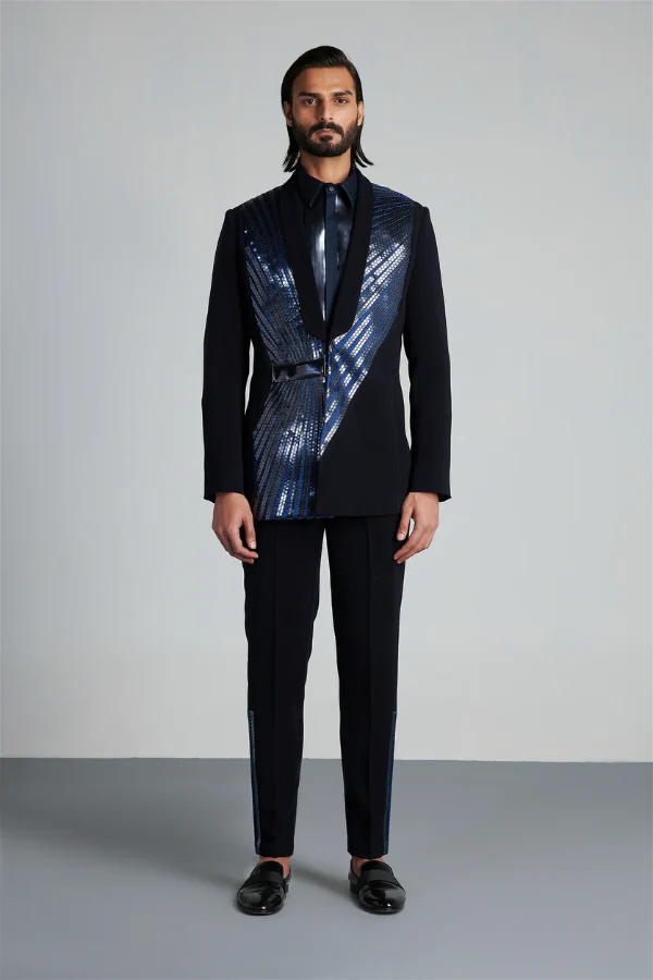 Amit aggarwal METALLIC HAND WOVEN TUXEDO