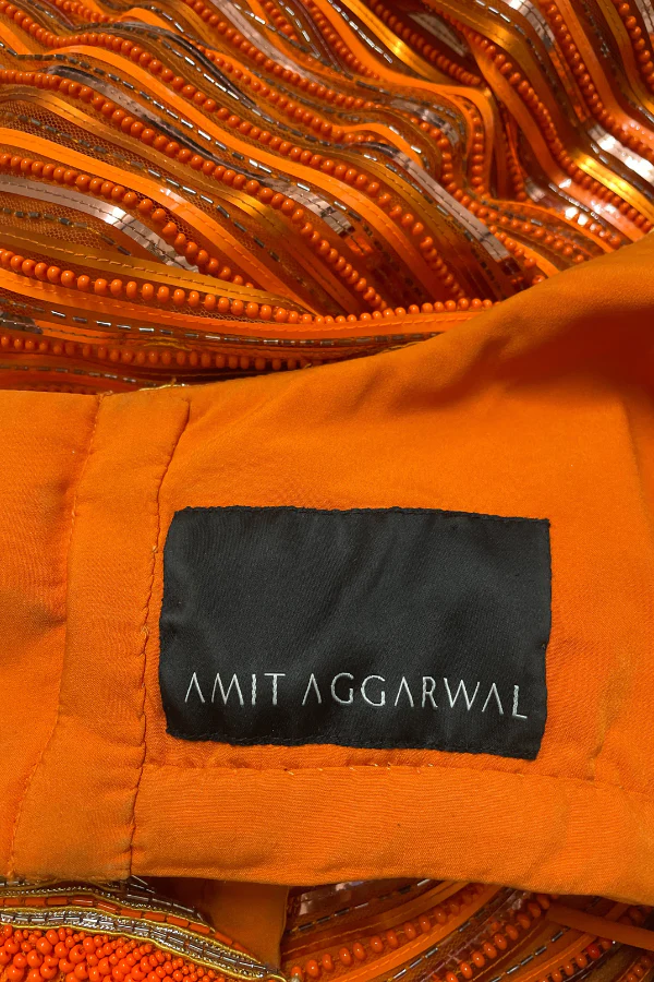 AMIT AGGARWAL Neon Orange  lehenga Set - Image 4