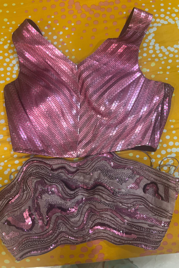 Amit aggarwal plum winged lehenga with 2 blouses - Image 2