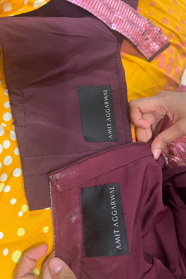 Amit aggarwal plum winged lehenga with 2 blouses - Image 4