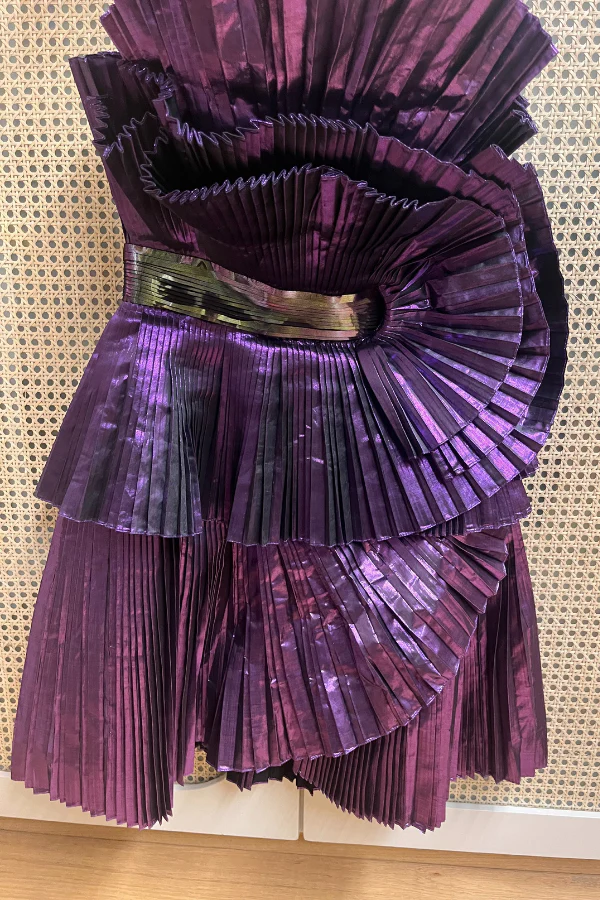 AMIT AGGARWAL Purple Metallic Chiffon Dress - Image 2