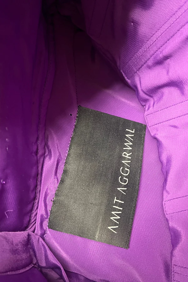 AMIT AGGARWAL Purple Metallic Chiffon Dress - Image 5