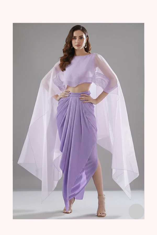 Amit Aggarwal Purple Organza Dhoti Set