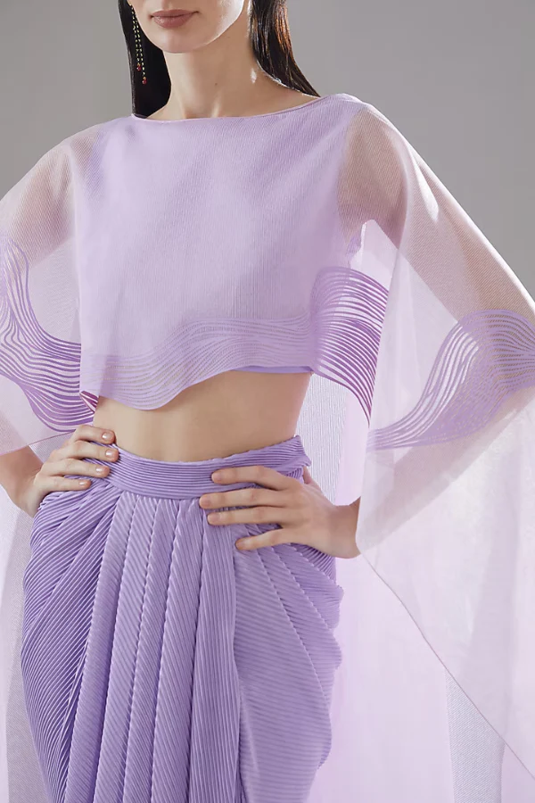 Amit Aggarwal Purple Organza Dhoti Set - Image 3