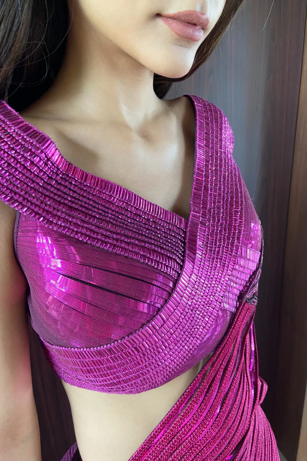 Amit Aggarwal Pink striped lehenga - Image 2