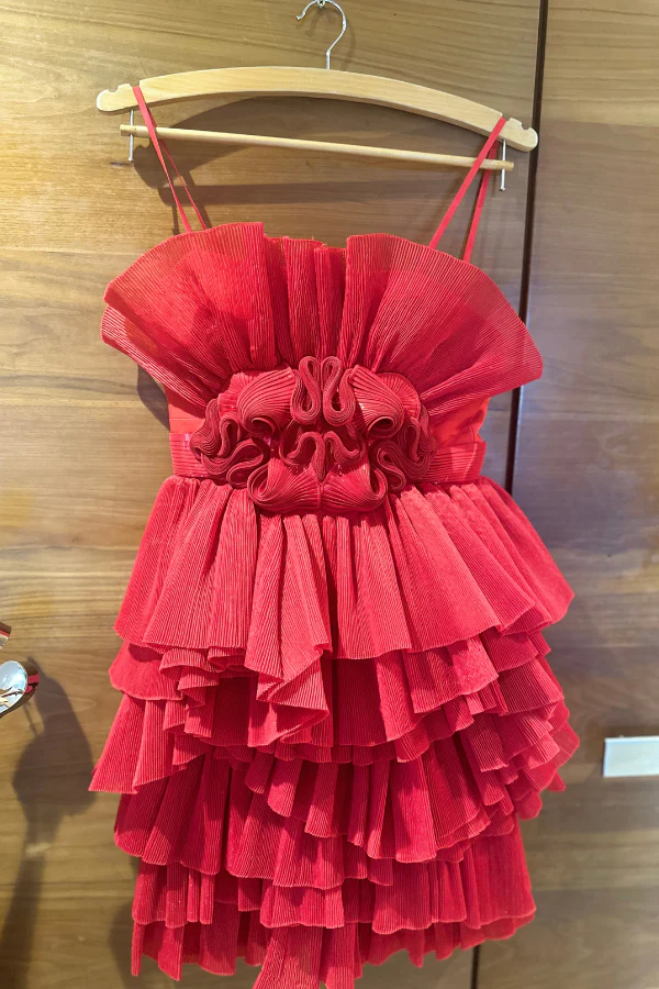 Amit Aggarwal Red Stretch Crepe Mini Dress - Image 4