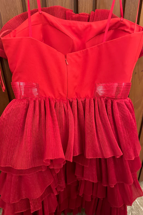 Amit Aggarwal Red Stretch Crepe Mini Dress - Image 5