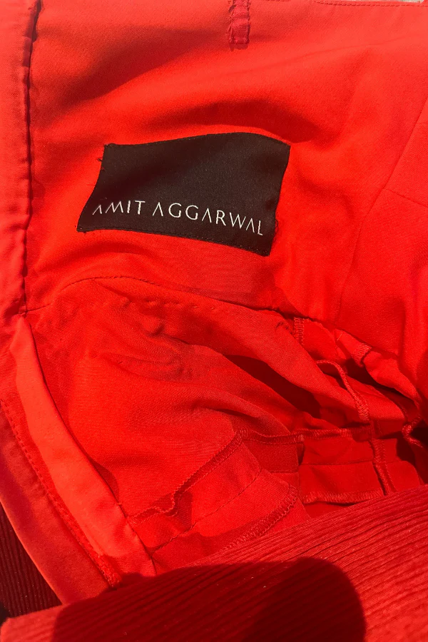 Amit Aggarwal Red Stretch Crepe Mini Dress - Image 6