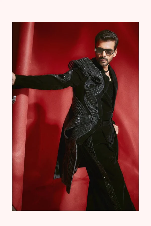 Amit Aggarwal Sculpted Velvet Embellished Jacket - Image 2