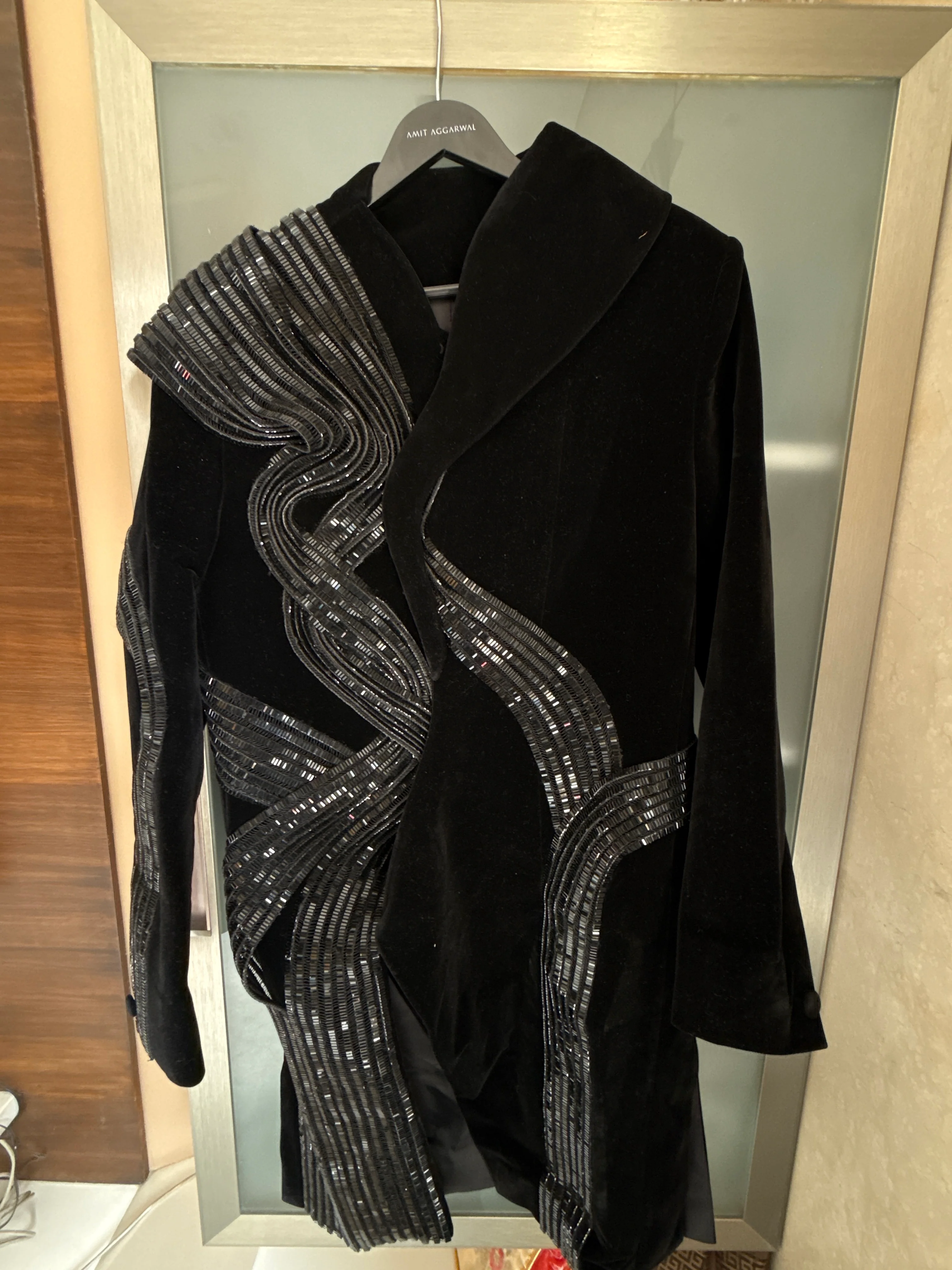 Amit Aggarwal Sculpted Velvet Embellished Jacket - Image 3