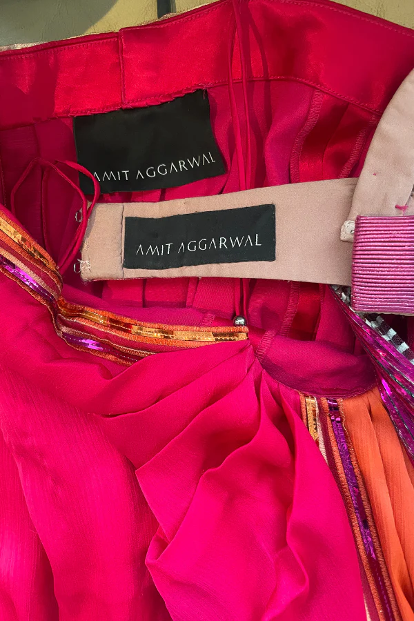 Amit Aggarwal STRUCTURED SAREE WITH METALLIC CORDED BLOUSE - Image 9