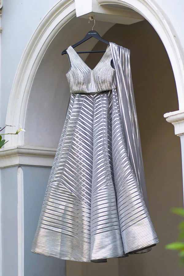 Amit Aggarwal Winged Grey Lehenga - Image 3