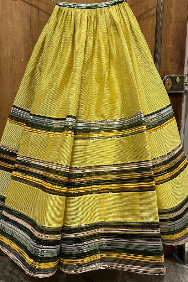 AMIT AGGARWAL Yellow Striped Gathered Lehenga Set - Image 6
