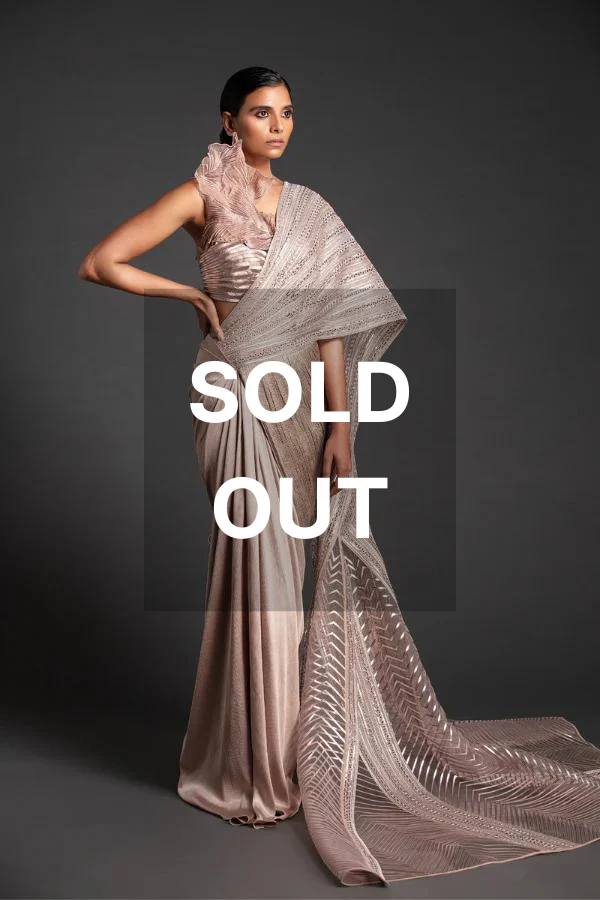 Amit Aggarwal Blush 3D METALLIC SAREE