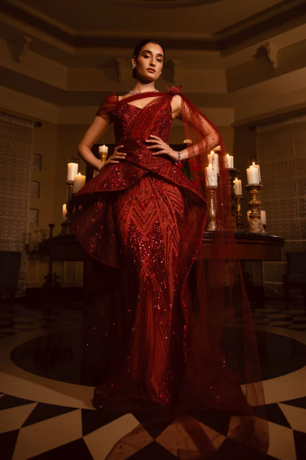 Amit GT Cranberry Scintilla Gown - Image 2