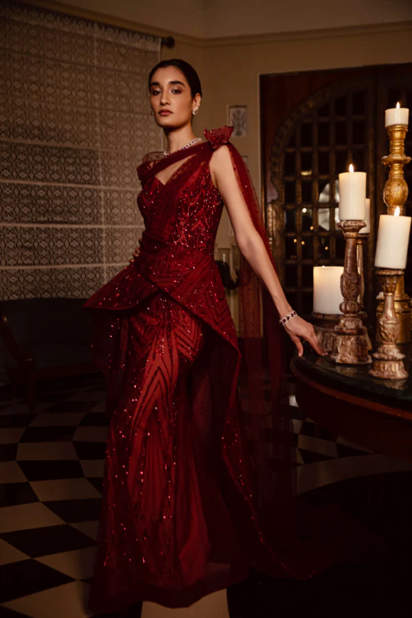 Amit GT Cranberry Scintilla Gown - Image 3