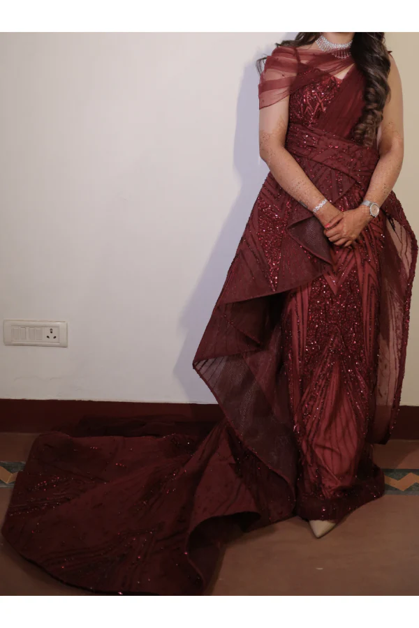 Amit GT Cranberry Scintilla Gown - Image 4