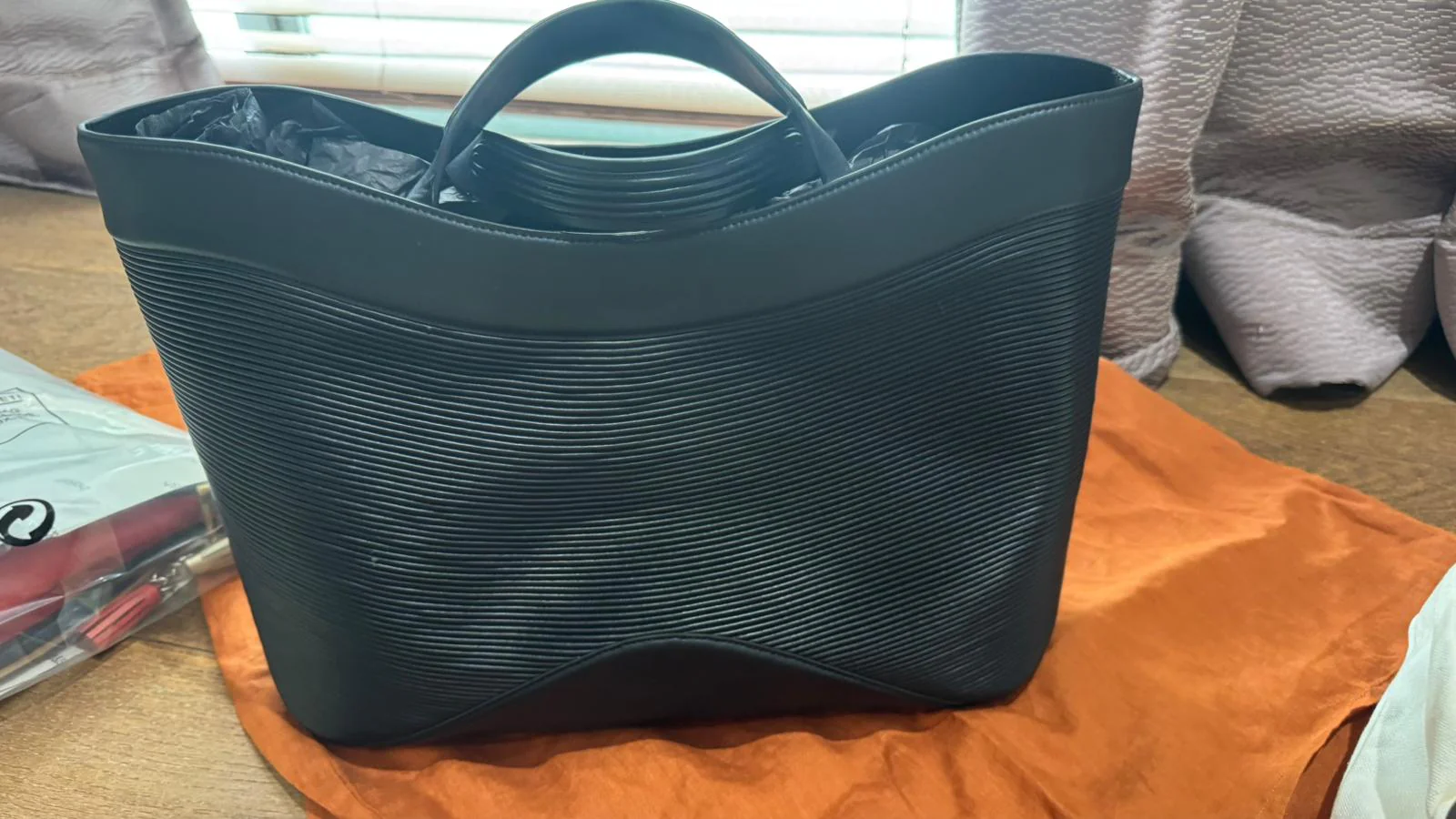 AMPM Black Faux Leather Tahele Tote Bag - Image 4