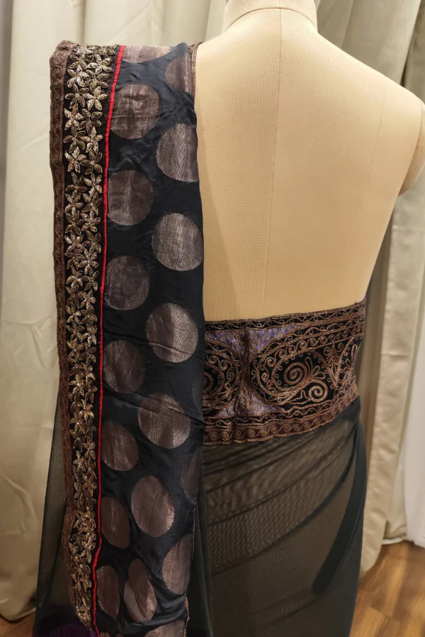 Anamika Khanna black net saree - Image 3