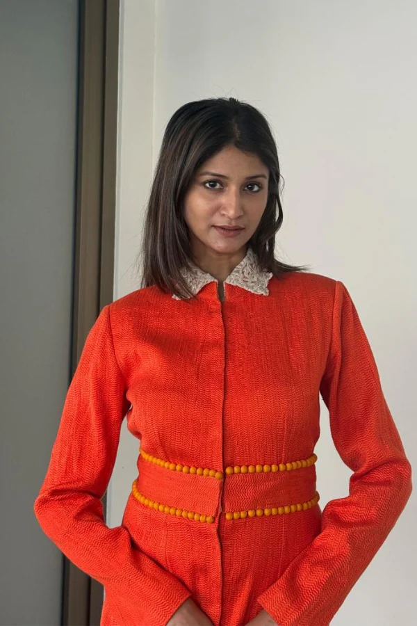 Anamika Khanna Contemporary Orange Structured Dress - Image 2