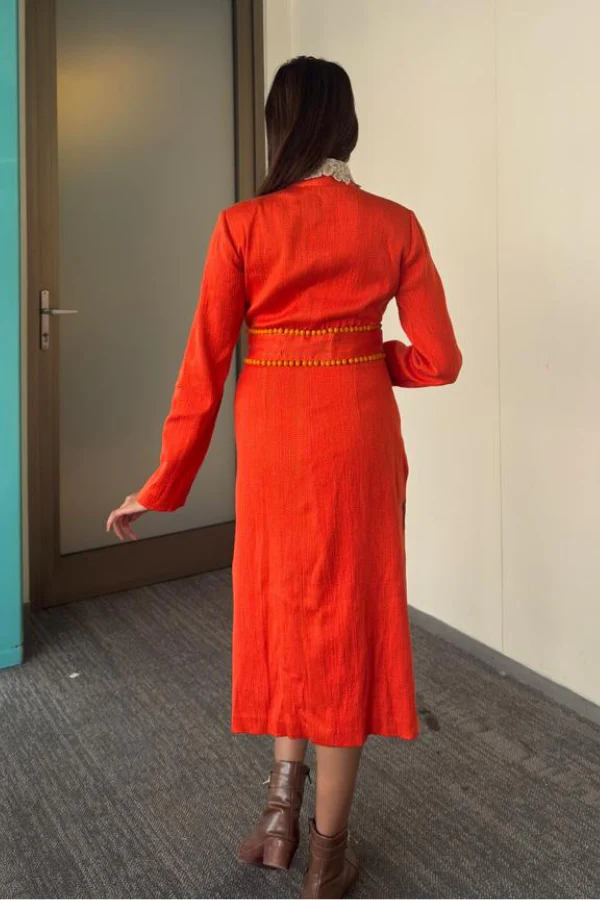 Anamika Khanna Contemporary Orange Structured Dress - Image 3